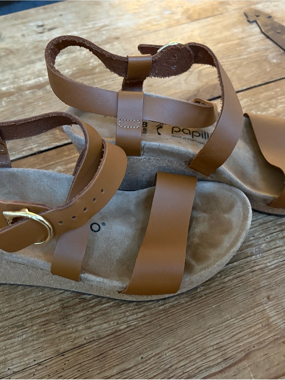 Papillio Sybil Tan Leather Crisscross Sandals - Picture 2 of 7